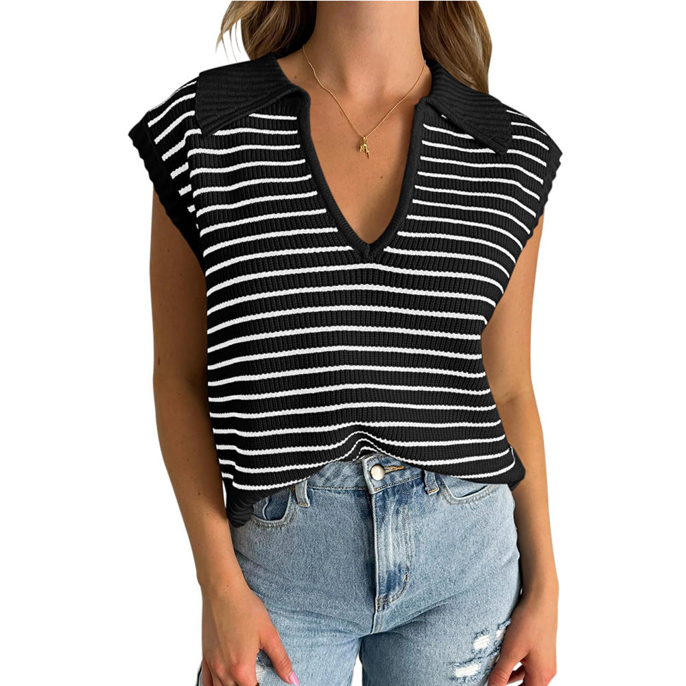 Luna™ | Elegant Striped V-Neck Sweater