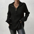 Luna™ | Elegant V-Neck Sweater with Zipper Closure