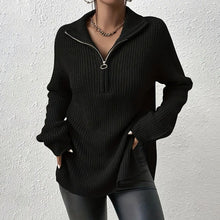 Luna™ | Elegant V-Neck Sweater with Zipper Closure