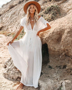 Audra - Boho V-Neck Kimono Beach Cover-Up Dress