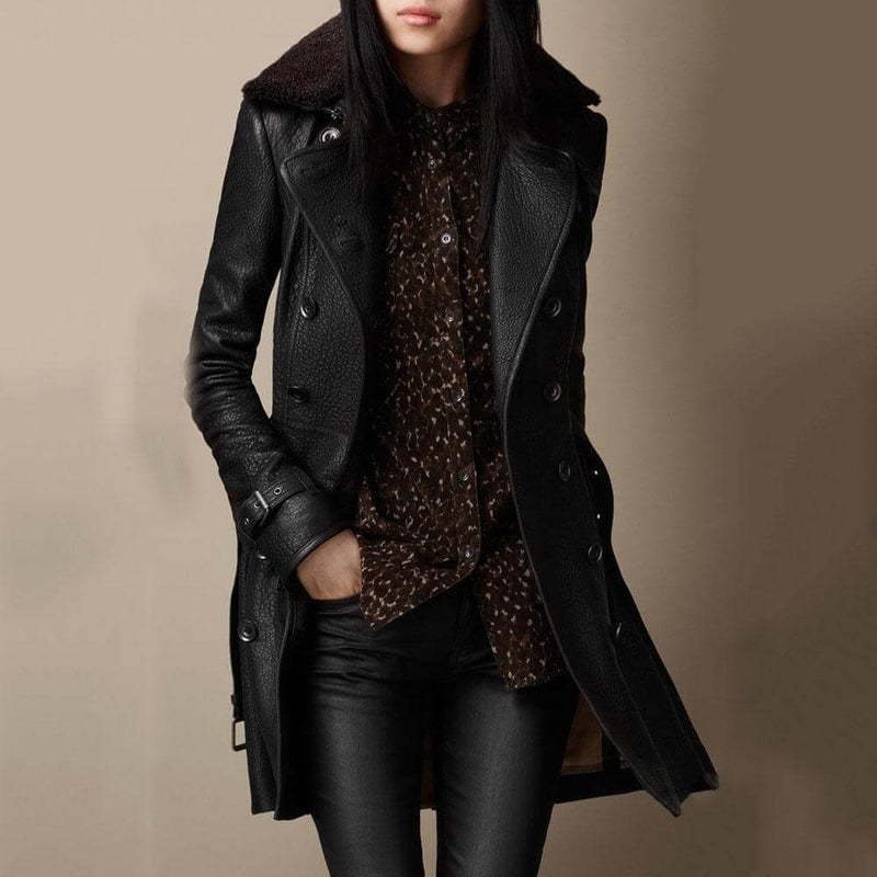 Tanja | Elegant Leather Trench Coat