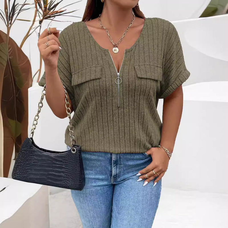 Nova™ | Elegant Zip V-Neck Sweater