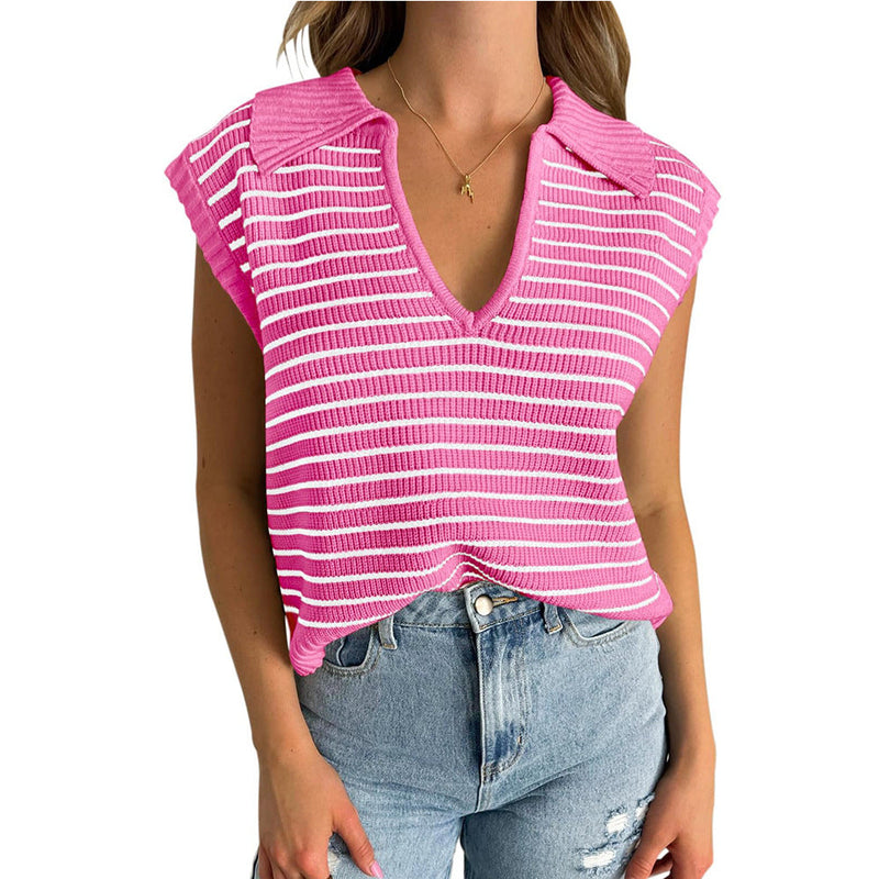 Luna™ | Elegant Striped V-Neck Sweater