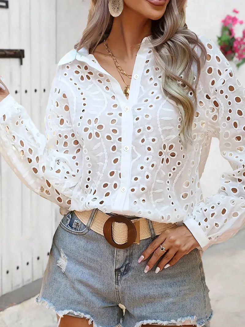 Camille | Puff Sleeve Shirt with Classic Collar