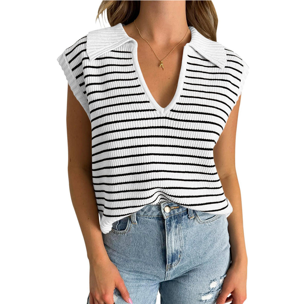 Luna™ | Elegant Striped V-Neck Sweater