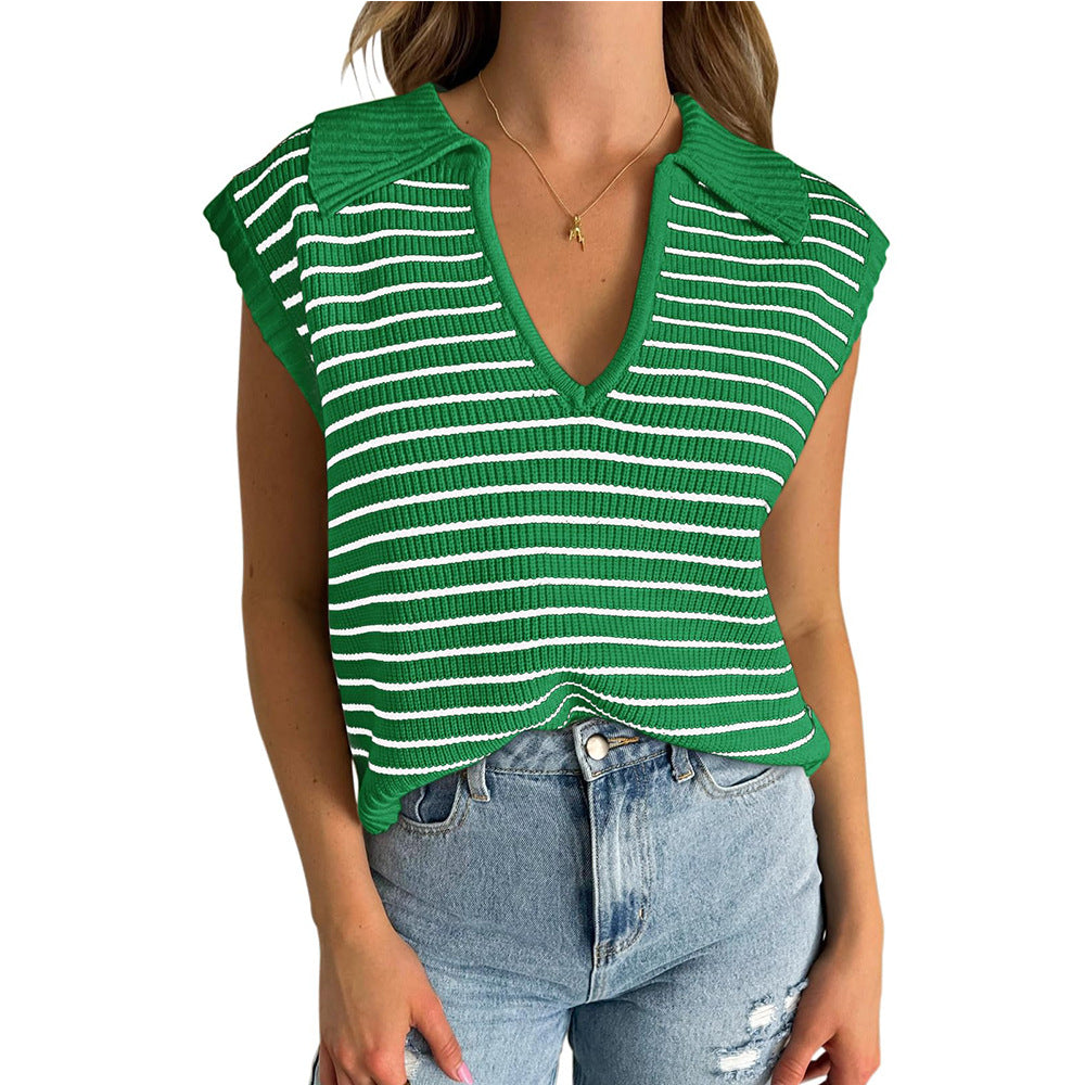 Luna™ | Elegant Striped V-Neck Sweater