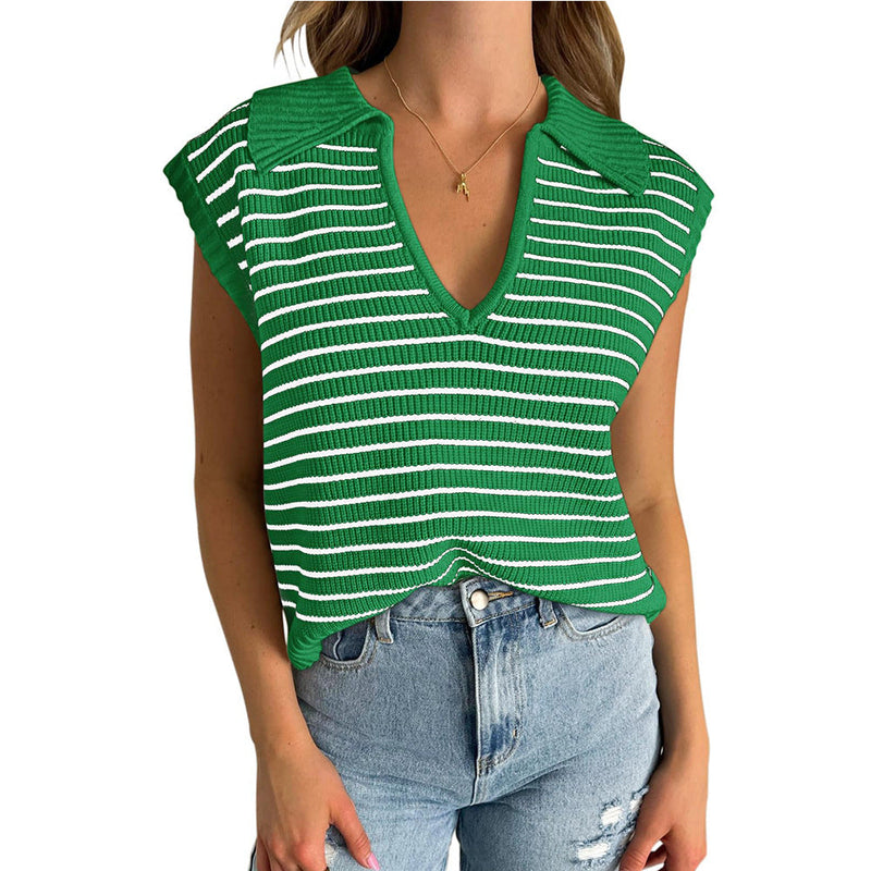 Luna™ | Elegant Striped V-Neck Sweater