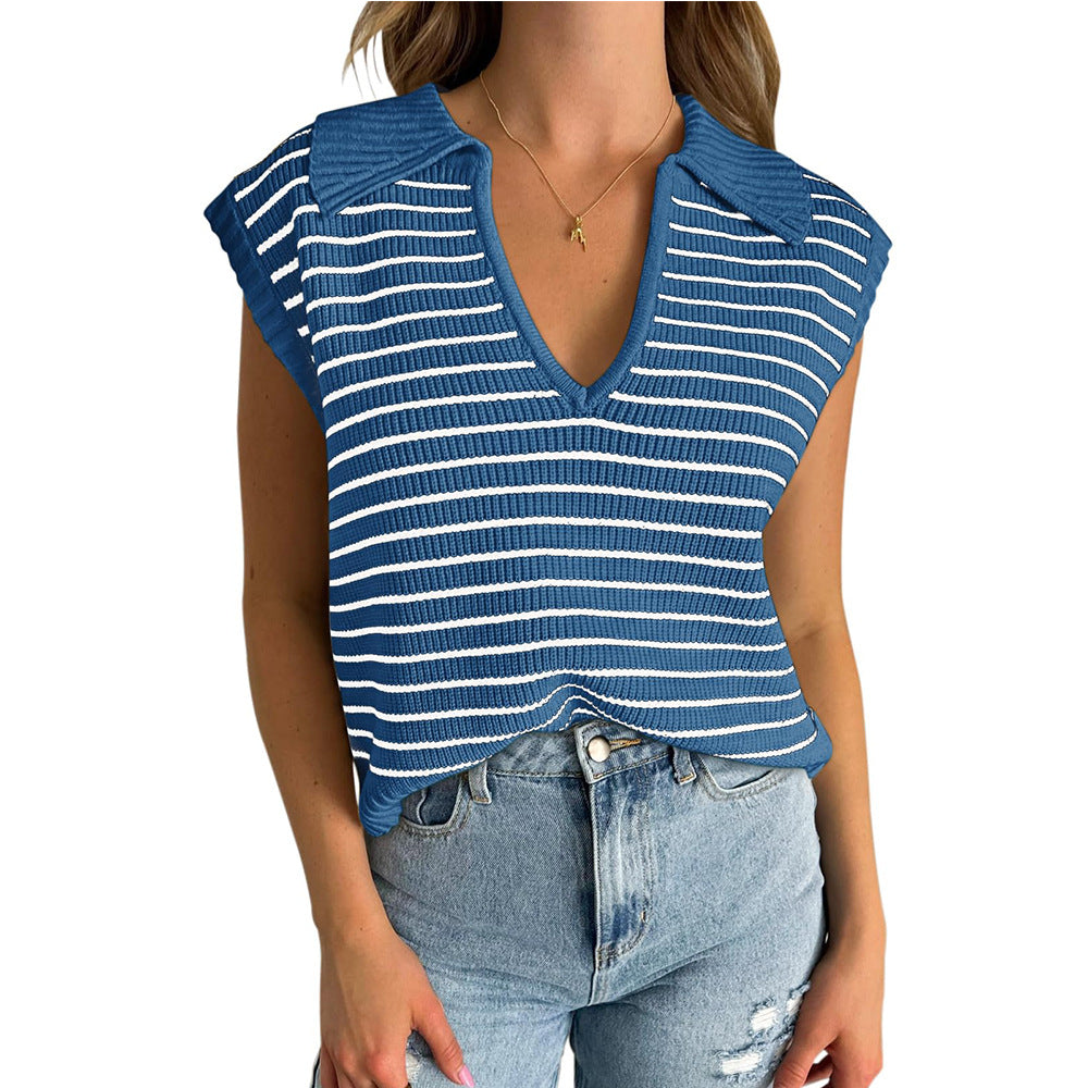 Luna™ | Elegant Striped V-Neck Sweater