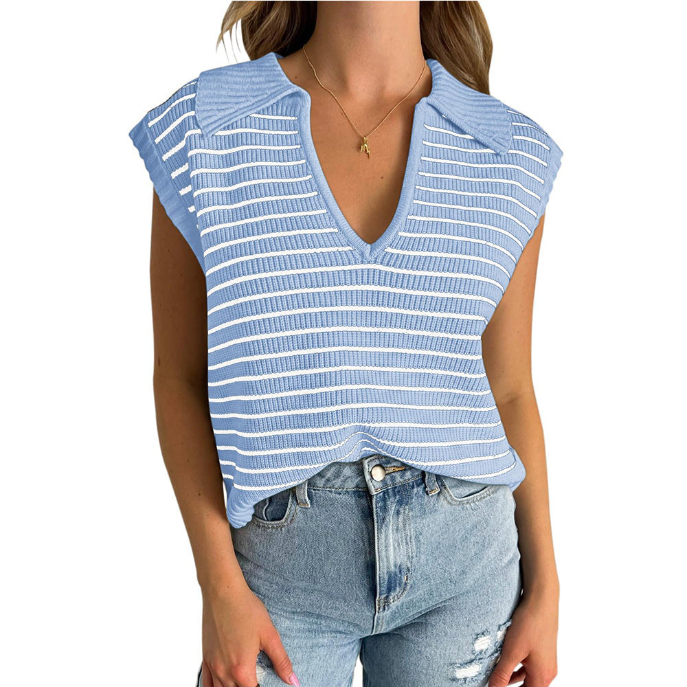 Luna™ | Elegant Striped V-Neck Sweater