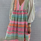 Ziggy - Vintage V-Neck Puff Sleeve Long Sundress