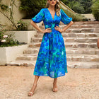Everly - Vintage Glam Lantern Sleeve Midi Dress
