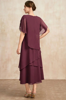 Belle - Flowy Short Sleeve Irregular Layered Long Dress