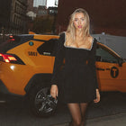 Isaline | Mini Dress with Pearls and Square Neckline