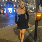 Isaline | Mini Dress with Pearls and Square Neckline