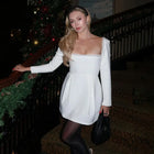 Isaline | Mini Dress with Pearls and Square Neckline