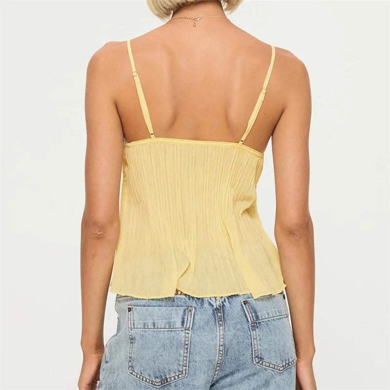 Arielle | Pleated Lace Top