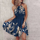 Loxley - Backless Irregular Printed Mini Dress