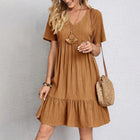 Audrey - Trendy Boho Ruffle Hem Mini Dress