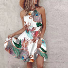 Loxley - Backless Irregular Printed Mini Dress