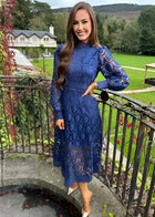 Lennon - Women's Stand Collar Hollow Out Long Dress