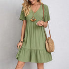 Audrey - Trendy Boho Ruffle Hem Mini Dress