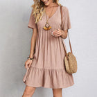 Audrey - Trendy Boho Ruffle Hem Mini Dress