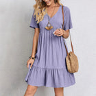 Audrey - Trendy Boho Ruffle Hem Mini Dress
