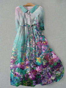 Dahlia | Comfortable Vintage Summer Floral A-Line Dress