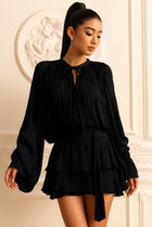 Seraphine | Short Pleated Dress with Long Sleeves