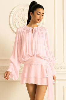 Seraphine | Short Pleated Dress with Long Sleeves