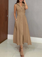 Ivana | Midi Shirt Dress with Buttons and Belt