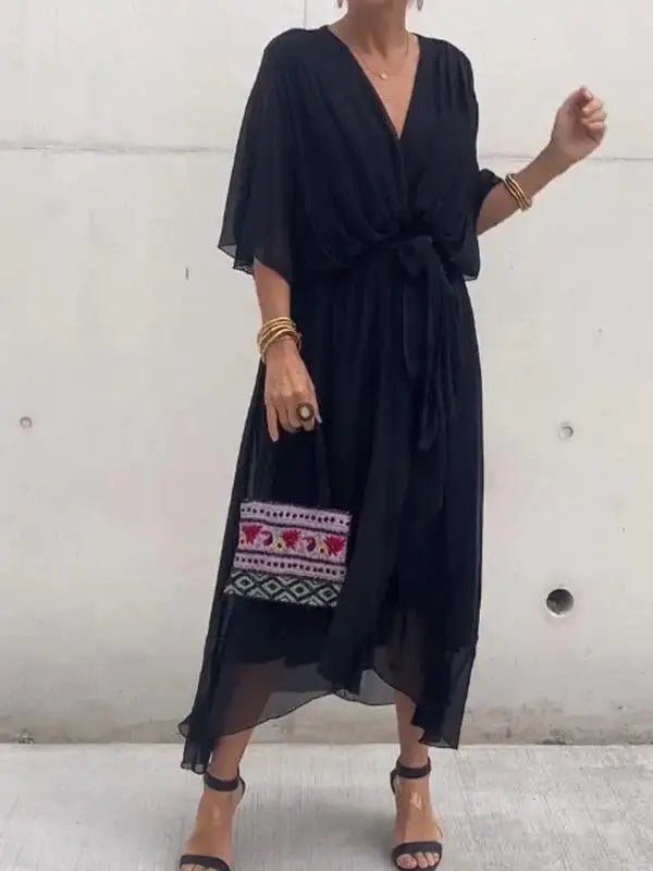 Aveline | Elegant Chiffon V-Neck Dress