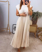Énora | Solid Pleated Sleeveless Dress
