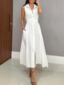 Ivana | Midi Shirt Dress with Buttons and Belt