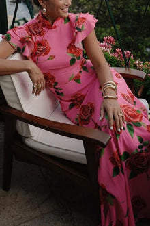 Meilin | Floral Maxi Dress Cheongsam Style