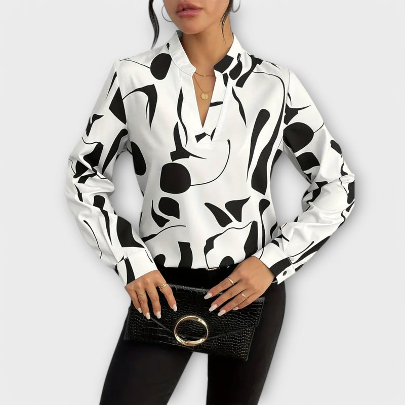 Yara | Elegant Blouse with Long Sleeves And Pointed Neckline