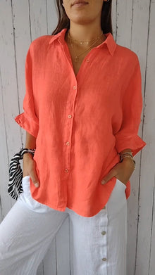 Nina | Cotton and Linen Tie-Back Shirt