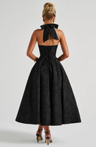 Renata - Jacquard Lace-Up Waist Maxi