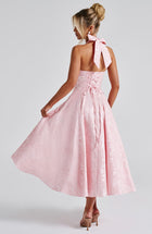 Renata - Jacquard Lace-Up Waist Maxi