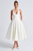 Renata - Jacquard Lace-Up Waist Maxi