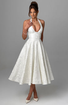 Renata - Jacquard Lace-Up Waist Maxi