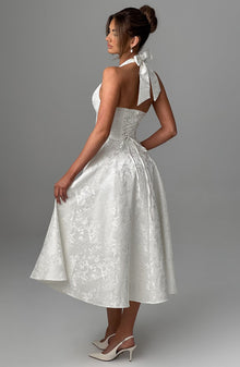 Renata - Jacquard Lace-Up Waist Maxi