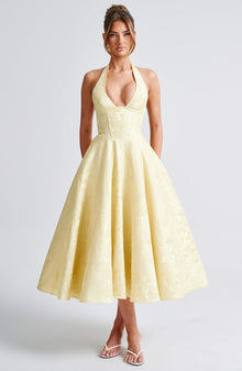 Renata - Jacquard Lace-Up Waist Maxi