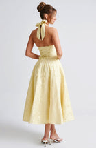 Renata - Jacquard Lace-Up Waist Maxi
