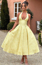 Renata - Jacquard Lace-Up Waist Maxi