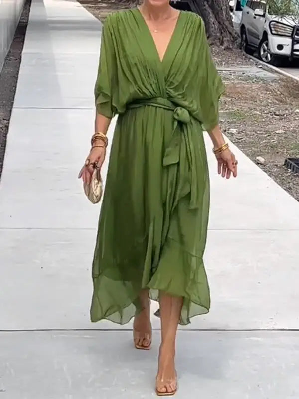 Aveline | Elegant Chiffon V-Neck Dress