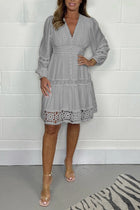 Clémence | Cotton Dress with V-Neck and Lace