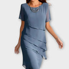 Ione - Ruffle Detail Irregular Hem Tummy Cover Dress