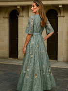 Harper | Elegant V-Neck Belted Boho Dress