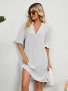Amy - Casual Loose Pleated Knee Length Dress